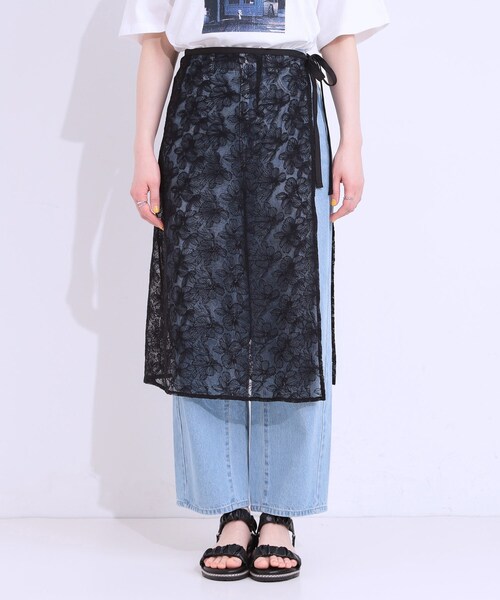 SHOO・LA・RUE(シューラルー)の「【洗える】チュール刺繍ラップスカート(スカート・レディース・アイボリー/ブラック・00)」の14枚目の写真