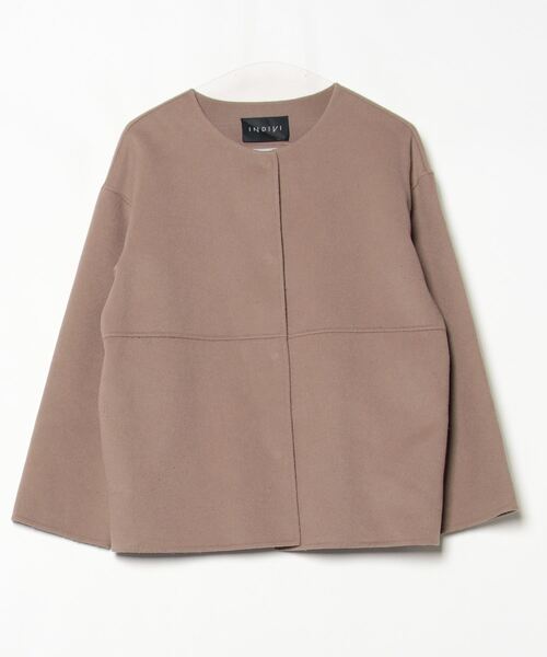 INDIVIノーカラージャケット ベージュ ベージュ 【INDIVI】リネン