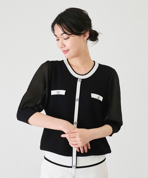 新品✨ジャイロ ＊ JAYRO   ニット スーツ(M) セール】カメリアボタン配色プルオーバー（ニット/セーター