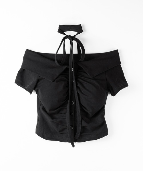 DIMMOIRE オフショルダーTシャツ ブラック DIMMOIRE オフショルダーTシャツ ブラック - メルカリ