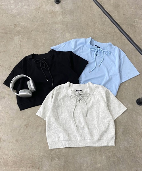 non-hedge（ノンヘッジ）の「スピンドルオフショルトップスショートパンツセットアップ（セットアップ・レディース・ブルー/オートミール/ブラック・FREE）」の5枚目の写真