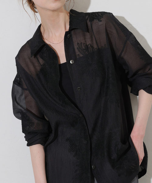 JOURNAL STANDARD（ジャーナルスタンダード）の「《追加2》シアーレースビッグシャツ（シャツ/ブラウス・レディース・ブラック・FREE）」の8枚目の写真