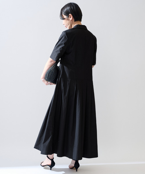 VERMEIL par iena（ヴェルメイユパーイエナ）の「《追加》コットンリネンタイプライターワンピース（ワンピース・レディース・ブラック/ネイビー・38/36）」の6枚目の写真