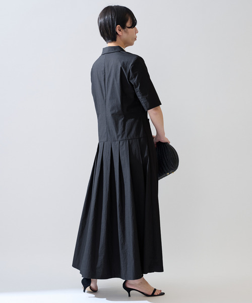 VERMEIL par iena（ヴェルメイユパーイエナ）の「《追加》コットンリネンタイプライターワンピース（ワンピース・レディース・ブラック/ネイビー・38/36）」の7枚目の写真