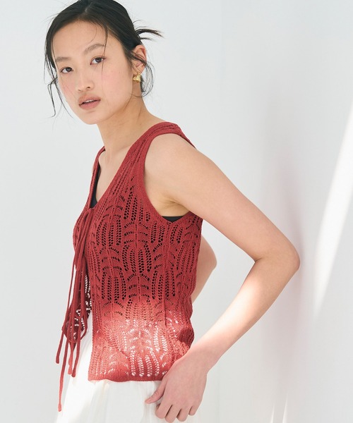 coca（coca）（コカ）の「リボンクロシェタンクトップ（タンクトップ・レディース・レッド/ブラック・ONE SIZE）」の10枚目の写真
