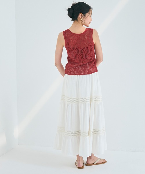 coca（coca）（コカ）の「リボンクロシェタンクトップ（タンクトップ・レディース・レッド/ブラック・ONE SIZE）」の11枚目の写真