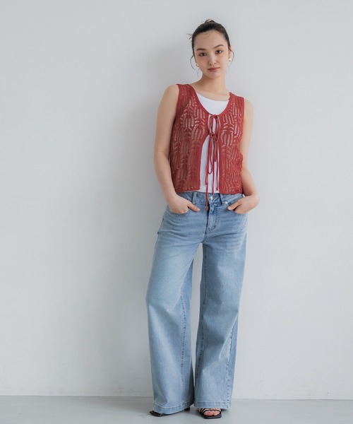 coca（coca）（コカ）の「リボンクロシェタンクトップ（タンクトップ・レディース・レッド/ブラック・ONE SIZE）」の15枚目の写真