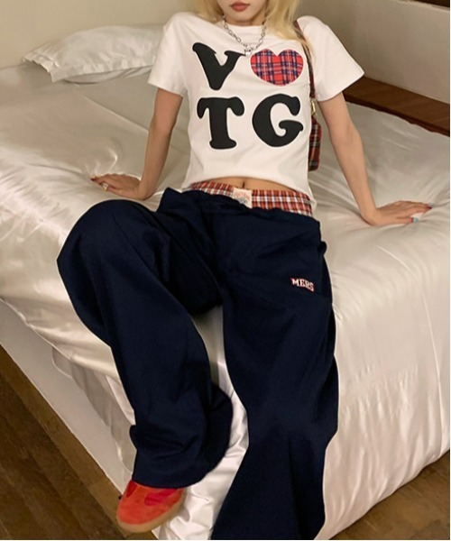 gossip!ロサンゼルス(ゴシップロサンゼルス)の「Y2K ハート チェックグラフィックプリントTシャツ(Tシャツ/カットソー・レディース・グレー/ホワイト・FREE)」の15枚目の写真