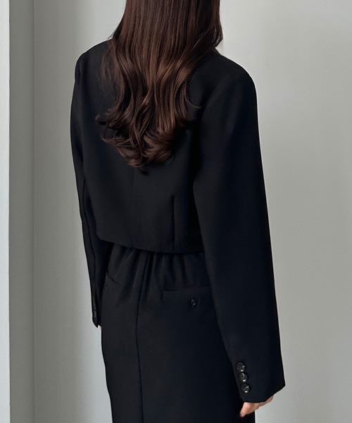 セール】ショートテーラードジャケット＋前スリットタイトスカートSET