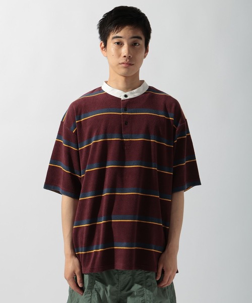 niko and...（ニコアンド）の「パイルボーダーラガーＴシャツ（Tシャツ/カットソー・メンズ・ボルドー/グリーン・MEDIUM/LARGE）」の14枚目の写真