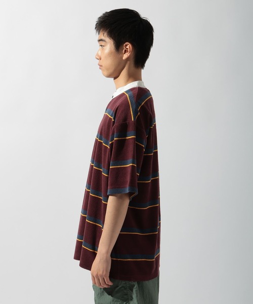 niko and...（ニコアンド）の「パイルボーダーラガーＴシャツ（Tシャツ/カットソー・メンズ・ボルドー/グリーン・MEDIUM/LARGE）」の15枚目の写真