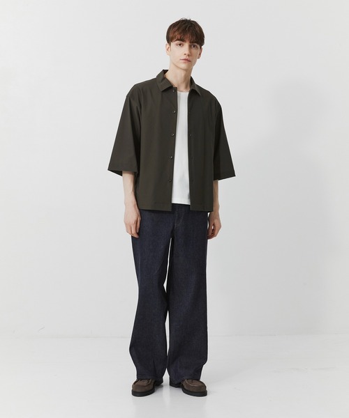 PUBLIC TOKYO（パブリックトウキョウ）の「Air tool リラックスハーフスリーブシャツ /ウォッシャブル/夏服/ストレッチ/伸縮性/通気性/防シワ性/UVカット/セットアップ（シャツ/ブラウス・メンズ・ブラック/カーキ/ダークグレー・1/2）」の19枚目の写真