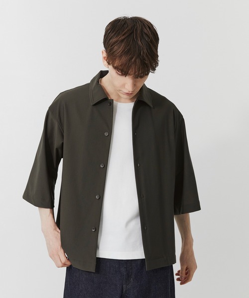 PUBLIC TOKYO（パブリックトウキョウ）の「〈セットアップ対応〉Air tool リラックスハーフスリーブシャツ（シャツ/ブラウス・メンズ・ブラック/カーキ/ダークグレー・1/2）」の12枚目の写真