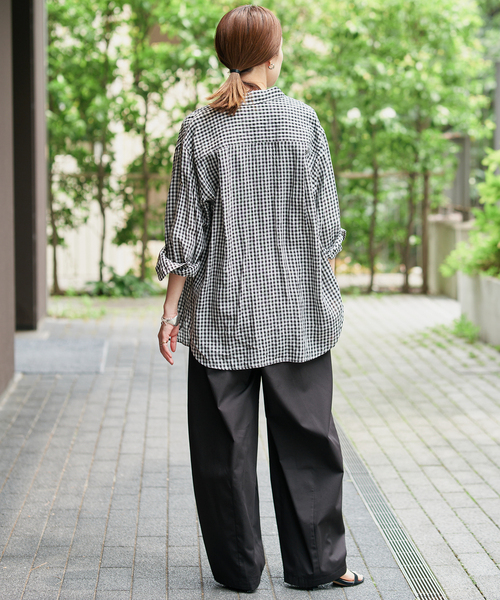 SLOBE IENA(スローブイエナ)の「《追加》リネンコットンレギュラーシャツ(シャツ/ブラウス・レディース・スカイブルー/ブラック系その他/ベージュ/ピンク・FREE)」の6枚目の写真