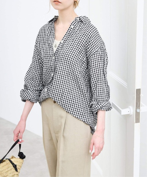 SLOBE IENA（スローブイエナ）の「《追加》リネンコットンレギュラーシャツ（シャツ/ブラウス・レディース・スカイブルー/ブラック系その他/ベージュ/ピンク・FREE）」の16枚目の写真