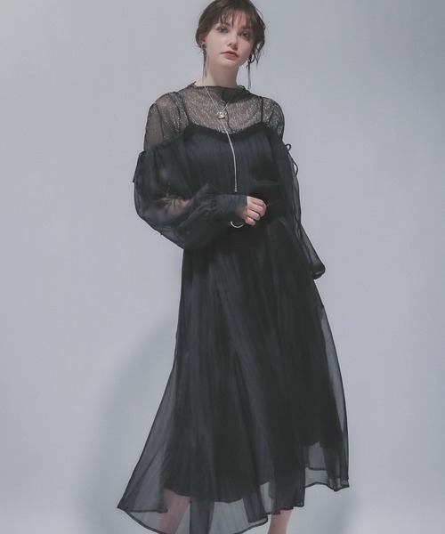 ハレ hareメッシュ キャミワンピース キカガク柄 シアー ロング 紺 ハレ hareメッシュ キャミワンピース キカガク柄 シアー ロング 紺