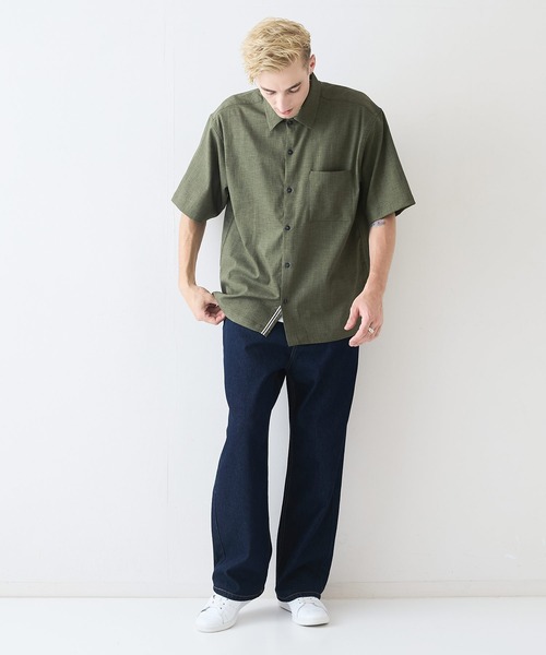 JEANS MATE(ジーンズメイト)の「【NATURAL STORY/ナチュラルストーリー】快適素材 リネンタッチ半袖シャツ ドライタッチ 速乾(シャツ/ブラウス・メンズ・チャコールグレー/カーキ/オフホワイト/グレー・MEDIUM/X-LARGE/LARGE)」の9枚目の写真