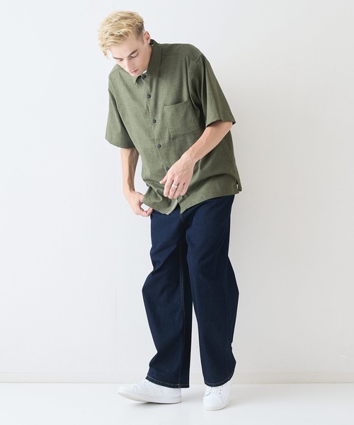 JEANS MATE(ジーンズメイト)の「【NATURAL STORY/ナチュラルストーリー】快適素材 リネンタッチ半袖シャツ ドライタッチ 速乾(シャツ/ブラウス・メンズ・チャコールグレー/カーキ/オフホワイト/グレー・MEDIUM/X-LARGE/LARGE)」の11枚目の写真