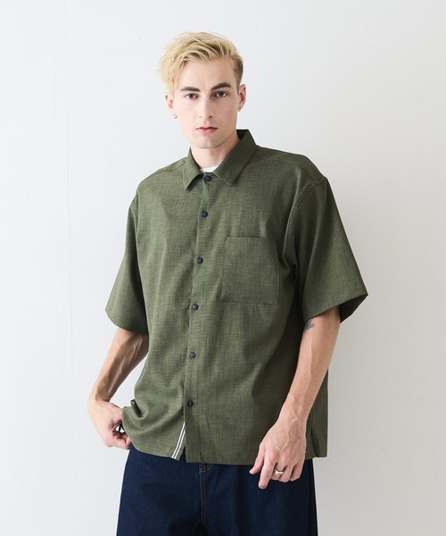 JEANS MATE(ジーンズメイト)の「【NATURAL STORY/ナチュラルストーリー】快適素材 リネンタッチ半袖シャツ ドライタッチ 速乾(シャツ/ブラウス・メンズ・チャコールグレー/カーキ/オフホワイト/グレー・MEDIUM/X-LARGE/LARGE)」の12枚目の写真