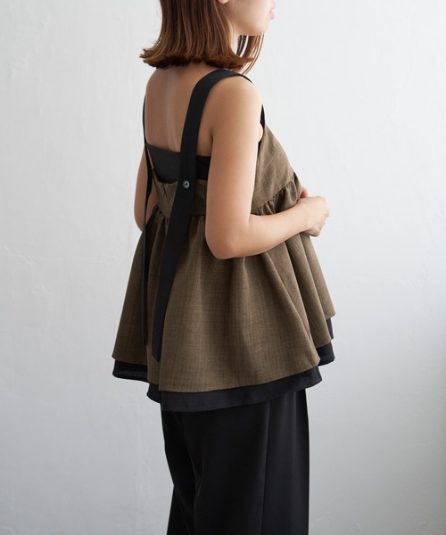 notch.（ノッチ）の「スラブツィードバイカラーキャミソール（キャミソール・レディース・ブラウン/ブラック/グレー・M）」の7枚目の写真