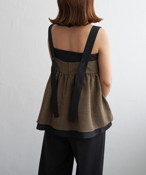 notch.（ノッチ）の「スラブツィードバイカラーキャミソール（キャミソール・レディース・ブラウン/ブラック/グレー・M）」の5枚目の写真