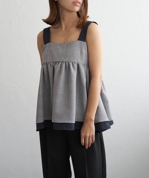notch.（ノッチ）の「スラブツィードバイカラーキャミソール（キャミソール・レディース・ブラウン/ブラック/グレー・M）」の15枚目の写真