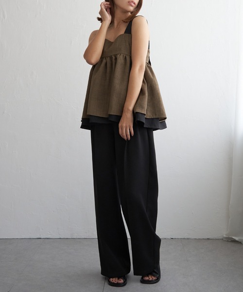 notch.（ノッチ）の「スラブツィードバイカラーキャミソール（キャミソール・レディース・ブラウン/ブラック/グレー・M）」の11枚目の写真