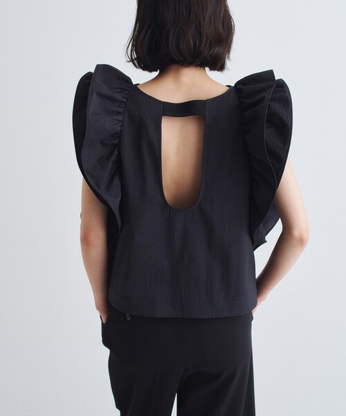 CODE A(コードエー)の「ruffle drama blouse(シャツ/ブラウス・レディース・ネイビー系1/ホワイト/ブラック・00)」の11枚目の写真