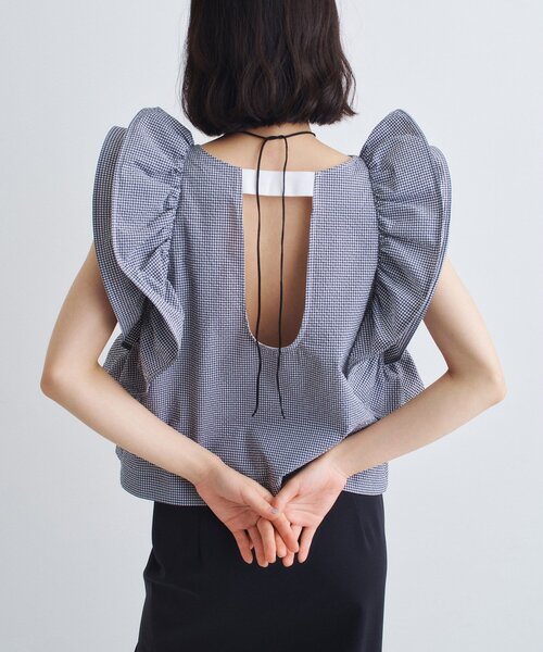 CODE A(コードエー)の「ruffle drama blouse(シャツ/ブラウス・レディース・ネイビー系1/ホワイト/ブラック・00)」の15枚目の写真