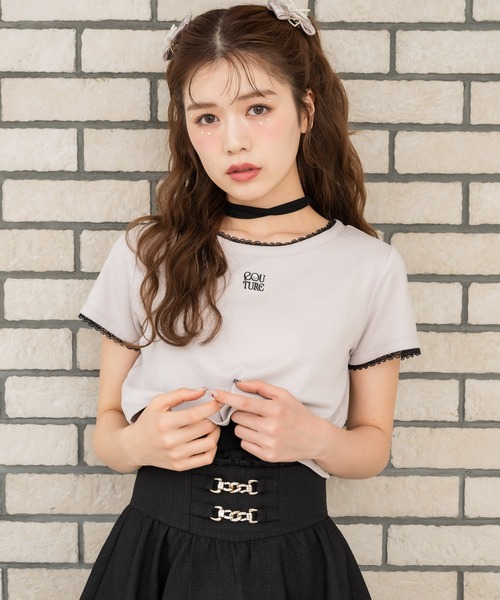 couture BY ROJITA（クチュールバイロジータ）の「リボンチョーカー刺繍Tシャツ（Tシャツ/カットソー・レディース・ブラック/ピンク/ホワイト・FREE）」の14枚目の写真