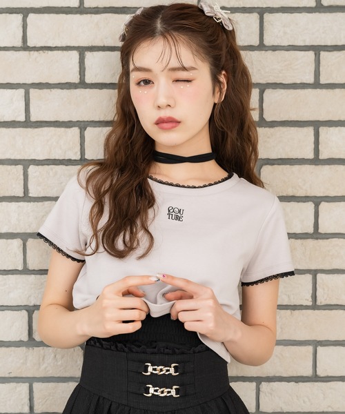 couture BY ROJITA（クチュールバイロジータ）の「リボンチョーカー刺繍Tシャツ（Tシャツ/カットソー・レディース・ブラック/ピンク/ホワイト・FREE）」の15枚目の写真