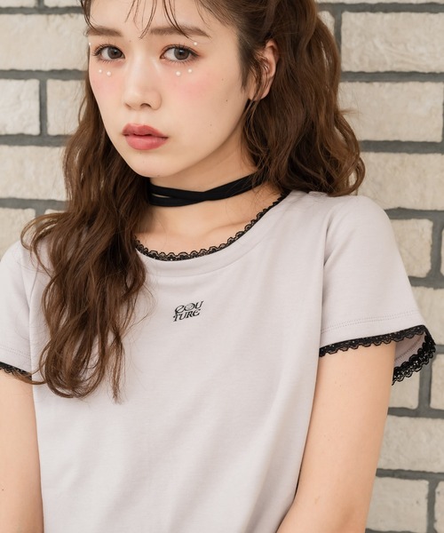 couture BY ROJITA（クチュールバイロジータ）の「リボンチョーカー刺繍Tシャツ（Tシャツ/カットソー・レディース・ブラック/ピンク/ホワイト・FREE）」の18枚目の写真