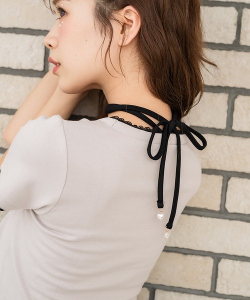 couture BY ROJITA（クチュールバイロジータ）の「リボンチョーカー刺繍Tシャツ（Tシャツ/カットソー・レディース・ブラック/ピンク/ホワイト・FREE）」の19枚目の写真