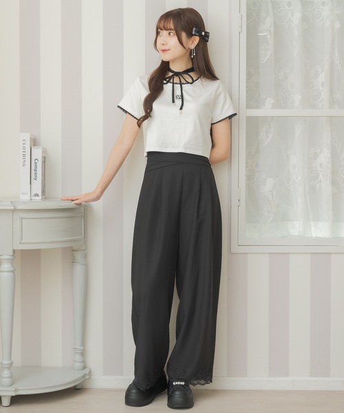 couture BY ROJITA（クチュールバイロジータ）の「リボンチョーカー刺繍Tシャツ（Tシャツ/カットソー・レディース・ブラック/ピンク/ホワイト・FREE）」の5枚目の写真