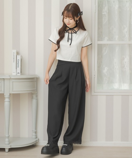 couture BY ROJITA（クチュールバイロジータ）の「リボンチョーカー刺繍Tシャツ（Tシャツ/カットソー・レディース・ブラック/ピンク/ホワイト・FREE）」の9枚目の写真