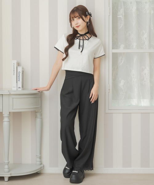 couture BY ROJITA（クチュールバイロジータ）の「リボンチョーカー刺繍Tシャツ（Tシャツ/カットソー・レディース・ブラック/ピンク/ホワイト・FREE）」の10枚目の写真