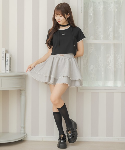 couture BY ROJITA（クチュールバイロジータ）の「リボンチョーカー刺繍Tシャツ（Tシャツ/カットソー・レディース・ブラック/ピンク/ホワイト・FREE）」の13枚目の写真