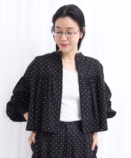 fig London(フィグロンドン)の「CottonCupra lawn short blouse(シャツ/ブラウス・レディース・ドット/ブラック・FREE)」の5枚目の写真