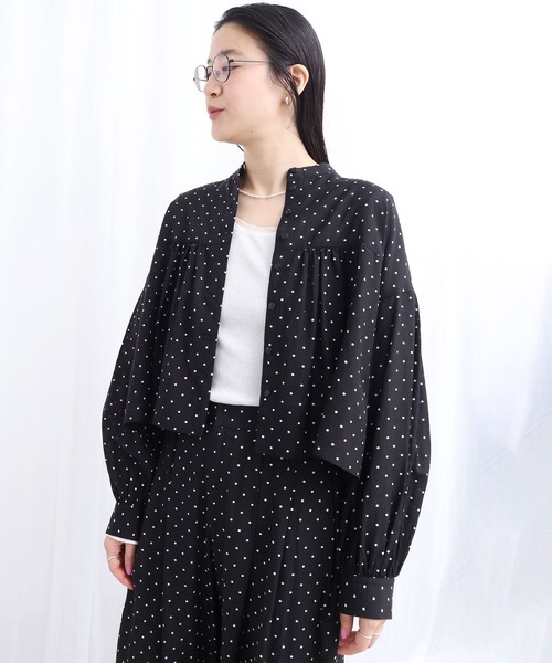 fig London(フィグロンドン)の「CottonCupra lawn short blouse(シャツ/ブラウス・レディース・ドット/ブラック・FREE)」の7枚目の写真