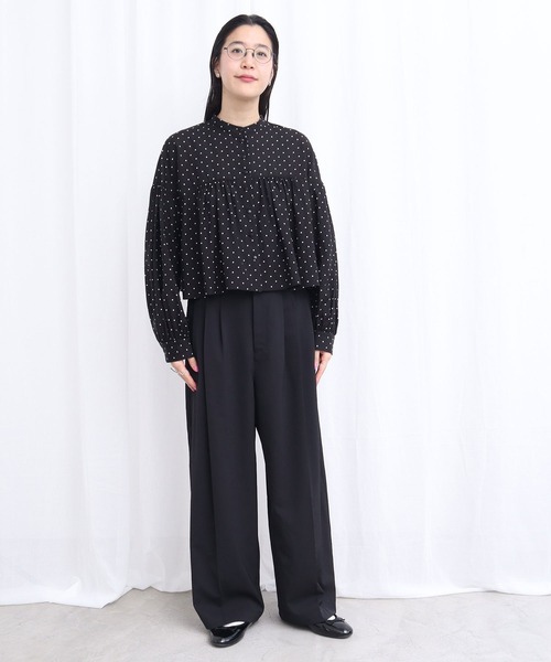 fig London(フィグロンドン)の「CottonCupra lawn short blouse(シャツ/ブラウス・レディース・ドット/ブラック・FREE)」の8枚目の写真
