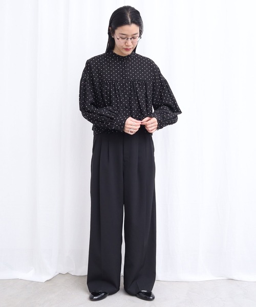 fig London(フィグロンドン)の「CottonCupra lawn short blouse(シャツ/ブラウス・レディース・ドット/ブラック・FREE)」の12枚目の写真