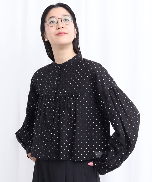 fig London(フィグロンドン)の「CottonCupra lawn short blouse(シャツ/ブラウス・レディース・ドット/ブラック・FREE)」の17枚目の写真