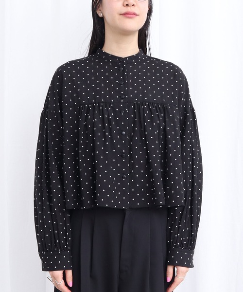 fig London(フィグロンドン)の「CottonCupra lawn short blouse(シャツ/ブラウス・レディース・ドット/ブラック・FREE)」の22枚目の写真