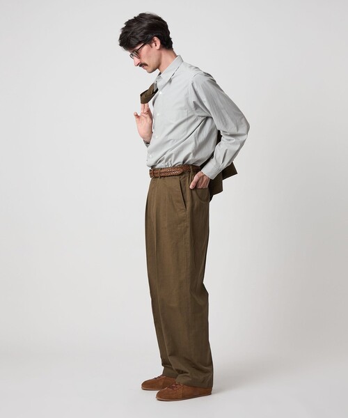Steven Alan＞ コットン/リネン ツイル イン ツープリーツ