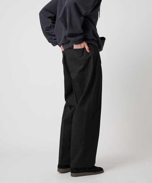 【美品】Steven Alan 1タック リネン トラウザーズ スラックス S Steven Alan＞ コットン/リネン ツイル イン ツープリーツ