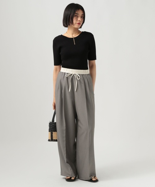 BAYFLOW（ベイフロー）の「サテン切替ワイドスラックス（その他パンツ・レディース・ブラック/グレー/ベージュ・FREE）」の5枚目の写真