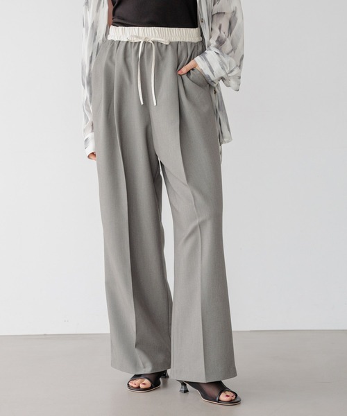 【新品】ベイフロー　パンツ　2枚セット セール】サテン切替ワイドスラックス（その他パンツ）｜BAYFLOW