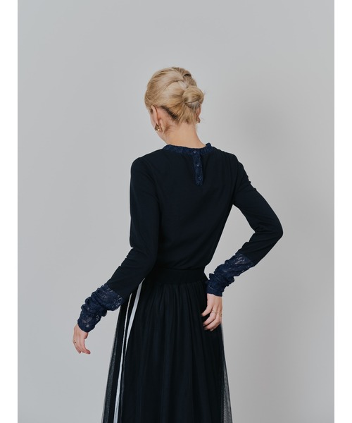 DOLLUPOOPS(ドールアップウップス)の「袖レースロンT(Tシャツ/カットソー・レディース・ブラック/オフホワイト/チャコールグレー・38)」の12枚目の写真