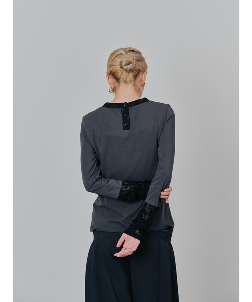 DOLLUPOOPS(ドールアップウップス)の「袖レースロンT(Tシャツ/カットソー・レディース・ブラック/オフホワイト/チャコールグレー・38)」の21枚目の写真