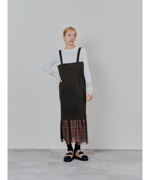 DOLLUPOOPS(ドールアップウップス)の「袖レースロンT(Tシャツ/カットソー・レディース・ブラック/オフホワイト/チャコールグレー・38)」の9枚目の写真